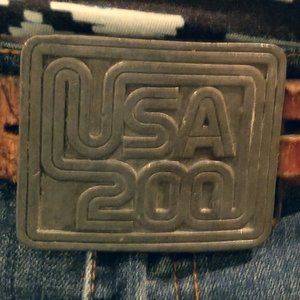 Vintage Retro Hipster 1976 USA Pewter Belt Buckle